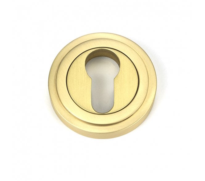 From The Anvil Satin Brass Round Euro Escutcheon (Art Deco)