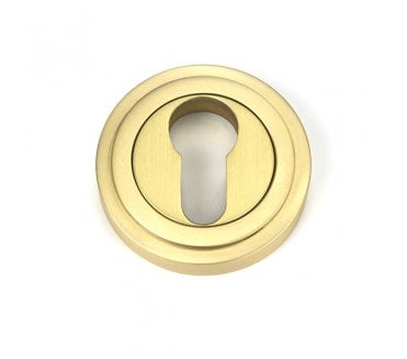 From The Anvil Satin Brass Round Euro Escutcheon (Art Deco)