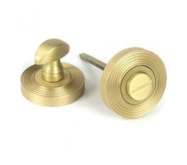 From The Anvil Satin Brass Round Thumbturn Set (Beehive)