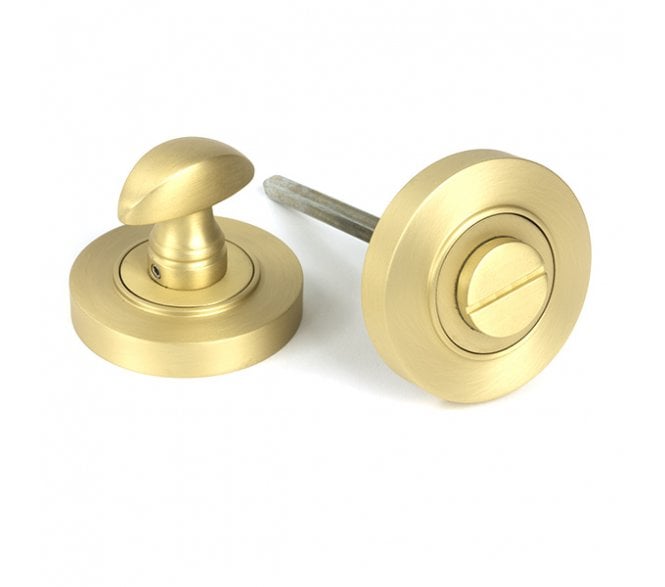 From The Anvil Satin Brass Round Thumbturn Set (Plain)