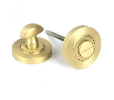 From The Anvil Satin Brass Round Thumbturn Set (Plain)