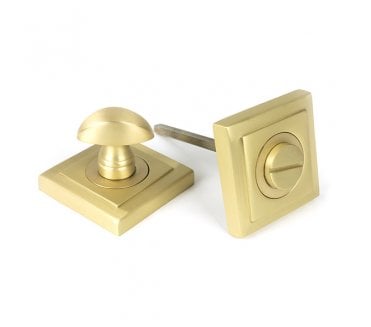 From The Anvil Satin Brass Round Thumbturn Set (Square)