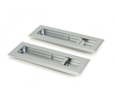 From The Anvil Satin Chrome 175mm Art Deco Rectangular Pull - Privacy Set
