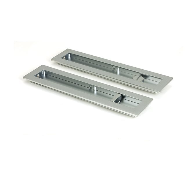 From The Anvil Satin Chrome 250mm Plain Rectangular Pull - Privacy Set