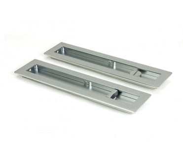 From The Anvil Satin Chrome 250mm Plain Rectangular Pull - Privacy Set