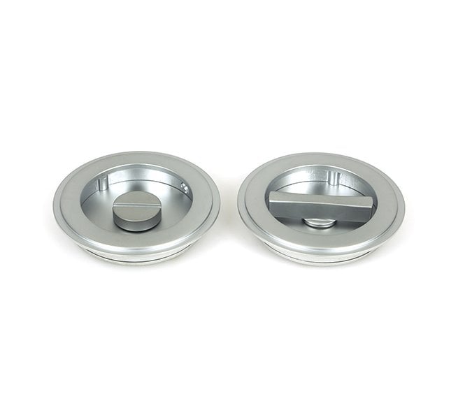 From The Anvil Satin Chrome 75mm Art Deco Round Pull - Privacy Set