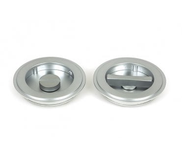 From The Anvil Satin Chrome 75mm Art Deco Round Pull - Privacy Set