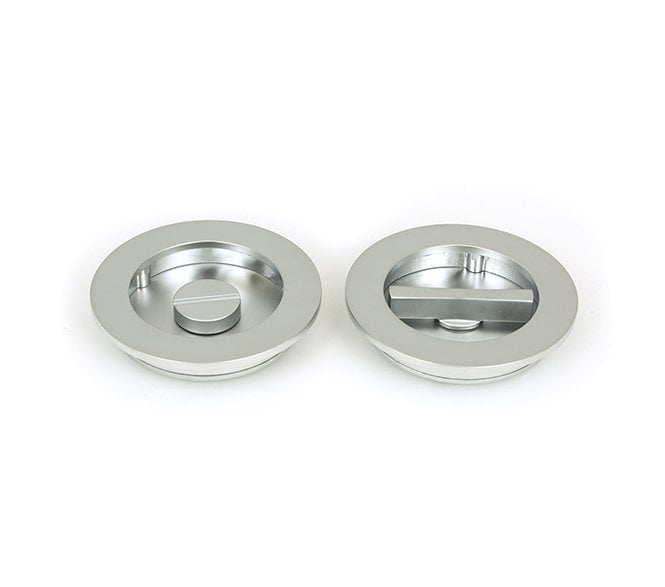 From The Anvil Satin Chrome 75mm Plain Round Pull - Privacy Set