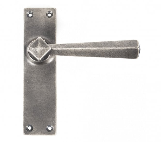 From The Anvil Straight Lever Door Handles On Backplate - Antique Pewter