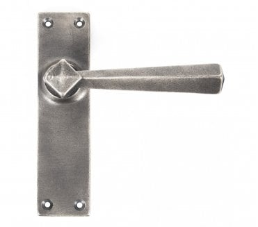 From The Anvil Straight Lever Door Handles On Backplate - Antique Pewter