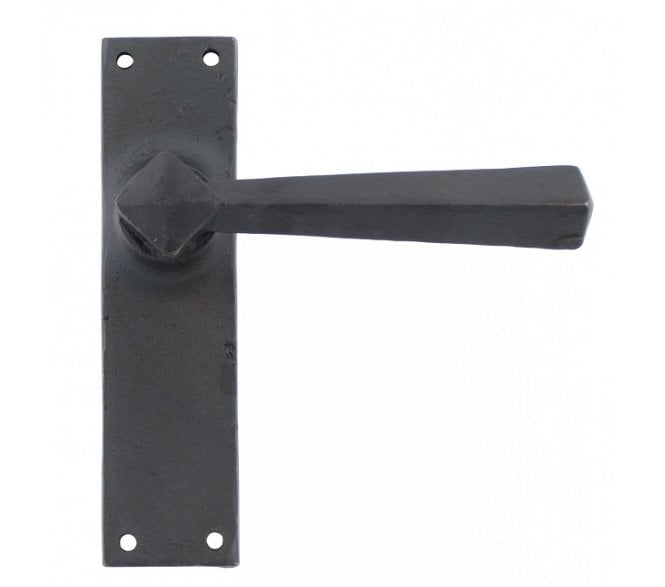From The Anvil Straight Lever Door Handles On Backplate - Beeswax
