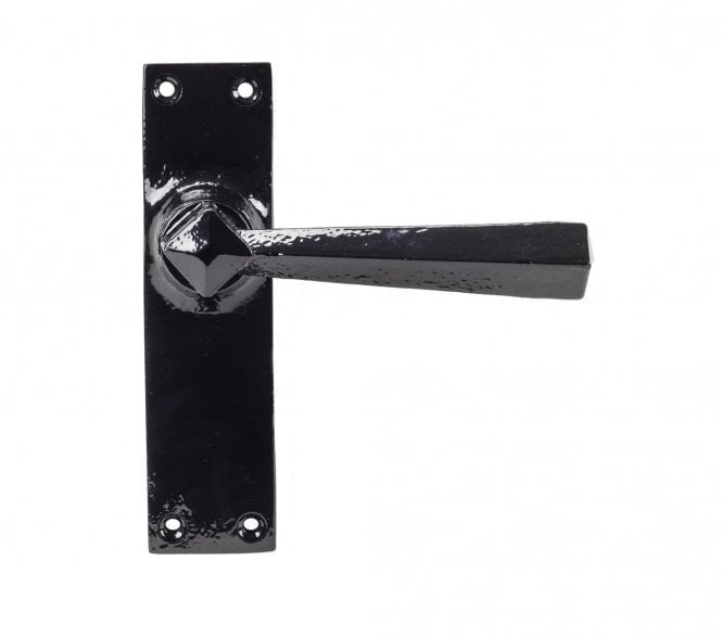 From The Anvil Straight Lever Door Handles On Backplate - Black