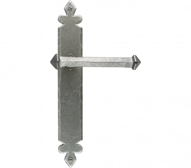 From The Anvil Tudor Door Handles On Long Backplate - Pewter