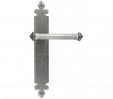 From The Anvil Tudor Door Handles On Long Backplate - Pewter