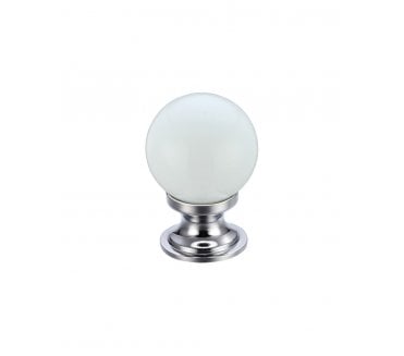 Fulton & Bray Crystal Ball Cabinet Knob 25mm - Polished Chrome/White Glass