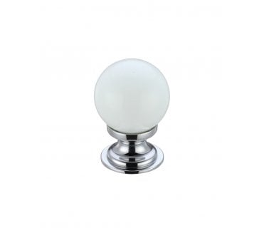 Fulton & Bray Crystal Ball Cabinet Knob 30mm - Polished Chrome/White Glass