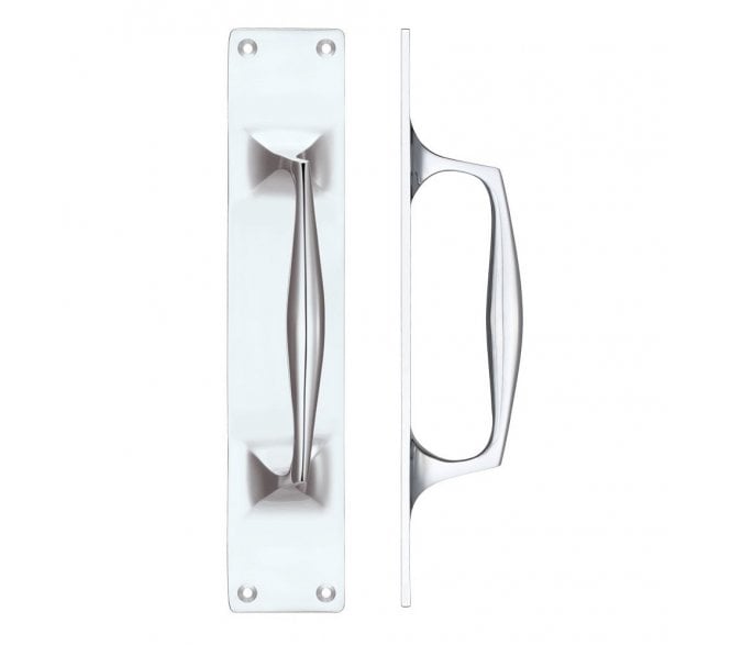 Fulton & Bray FB112A Pull Handle On 300x60mm Backplate - Polished Chrome