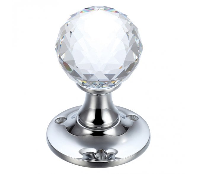 Fulton & Bray FB401 Faceted Clear Glass Mortice Knob Set