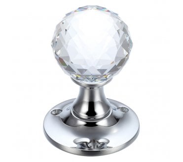 Fulton & Bray FB401 Faceted Clear Glass Mortice Knob Set