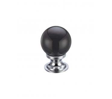 Fulton & Bray FCH02 Crystal Ball Cabinet Knob - Polished Chrome/Black Glass