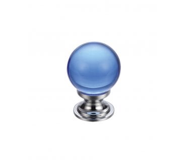 Fulton & Bray FCH02 Crystal Ball Cabinet Knob - Polished Chrome/Blue Glass