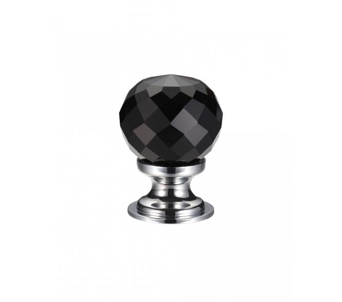 Fulton & Bray FCH03 Facetted Cabinet Knob - Polished Chrome/Black Glass
