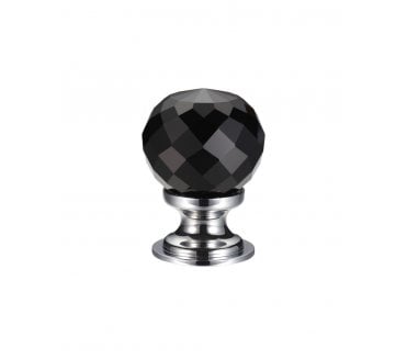 Fulton & Bray FCH03 Facetted Cabinet Knob - Polished Chrome/Black Glass