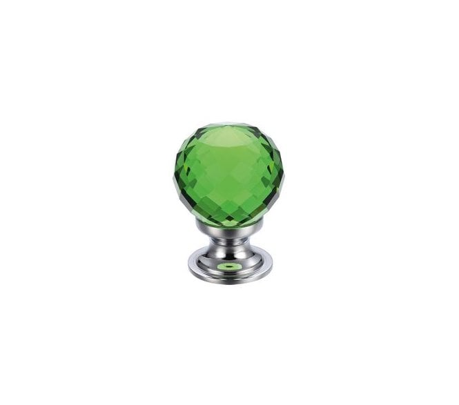 Fulton & Bray FCH03 Facetted Cabinet Knob - Polished Chrome/Green Glass