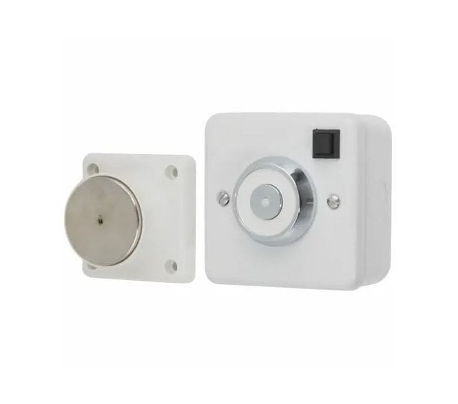 Geofire White Wall Mounted 24DC Hold Open Magnet with Armature