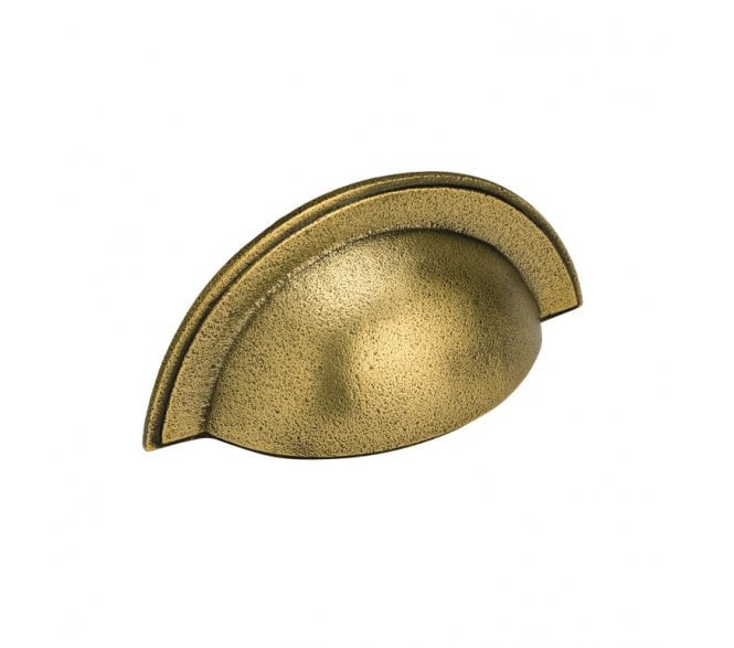 Hafele Bevera Cast Iron Drawer Cup Pull - Aged Brass