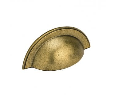 Hafele Bevera Cast Iron Drawer Cup Pull - Aged Brass