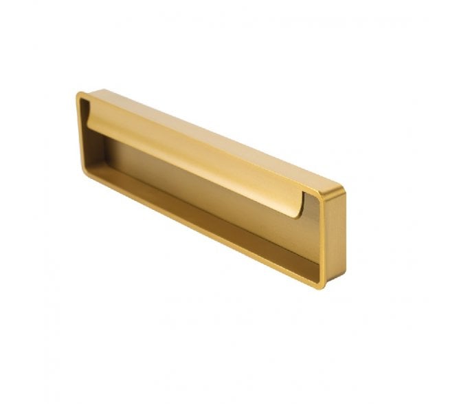 Hafele Fold Inset Flush Pull Handle 174mm - Satin Brass