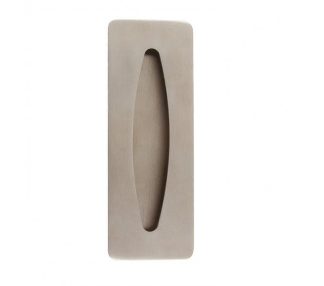 Hafele Shaped Inset Flush Pull Handle 150x54mm - Satin Stainless