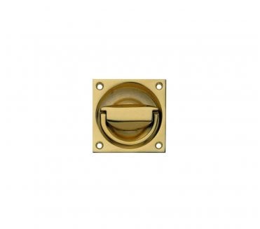 Hafele Working Flush Ring Handle 65x65mm - Polished Brass