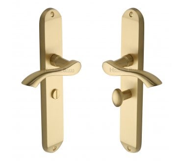Heritage Brass Algarve Long Backplate Door Handles - Satin Brass