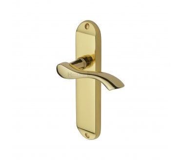 Heritage Brass Algarve Short Backplate Door Handles - Polished Brass