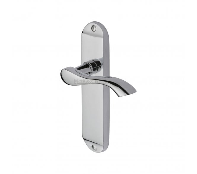 Heritage Brass Algarve Short Backplate Door Handles - Polished Chrome