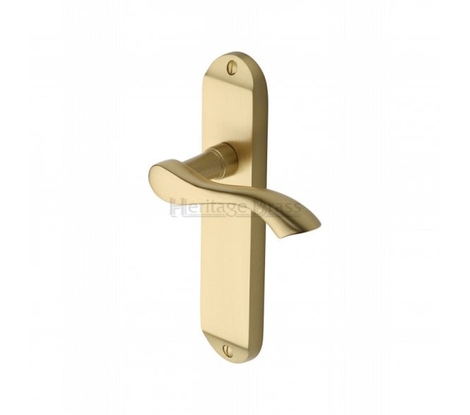 Heritage Brass Algarve Short Backplate Door Handles - Satin Brass