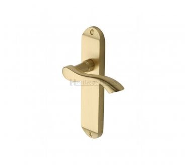 Heritage Brass Algarve Short Backplate Door Handles - Satin Brass
