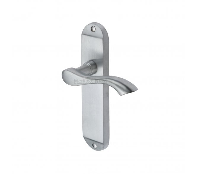 Heritage Brass Algarve Short Backplate Door Handles - Satin Chrome