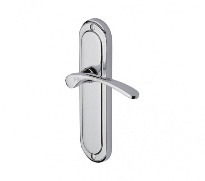 Heritage Brass Ambassador Door Handles On Backplate - Polished Chrome