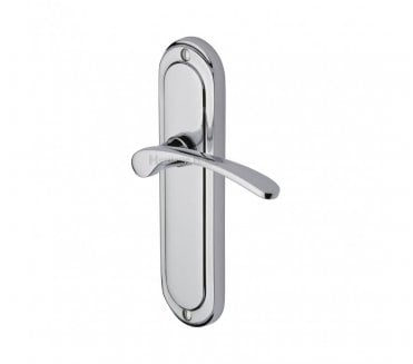 Heritage Brass Ambassador Door Handles On Backplate - Polished Chrome