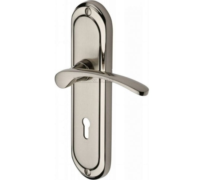Heritage Brass Ambassador Door Handles On Backplate - Polished Nickel