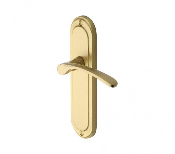 Heritage Brass Ambassador Door Handles On Backplate - Satin Brass