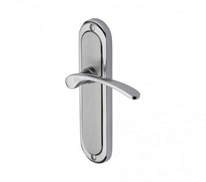 Heritage Brass Ambassador Door Handles On Backplate - Satin Chrome/Polished Chrome