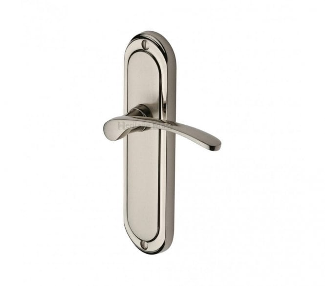 Heritage Brass Ambassador Door Handles On Backplate - Satin Nickel/Polished Nickel