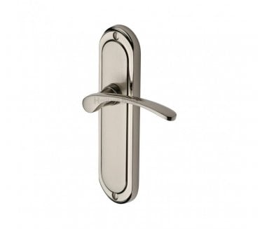 Heritage Brass Ambassador Door Handles On Backplate - Satin Nickel/Polished Nickel