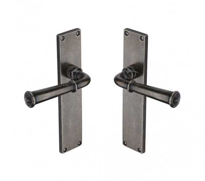 Heritage Brass Ashfield Door Handles On Backplate - Rustic Pewter