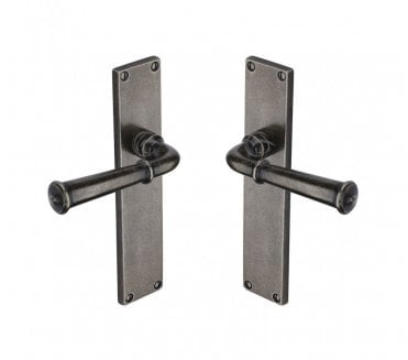Heritage Brass Ashfield Door Handles On Backplate - Rustic Pewter