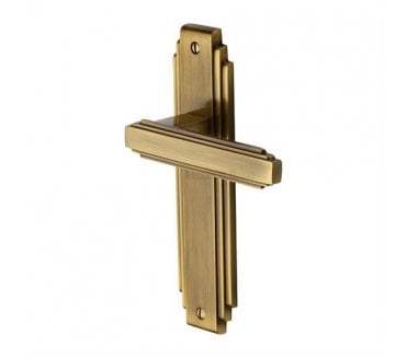 Heritage Brass Astoria Art Deco Door Handles On Backplate - Antique Brass